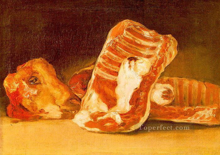 Naturaleza muerta con cabeza de oveja Romántico moderno Francisco Goya Pintura al óleo